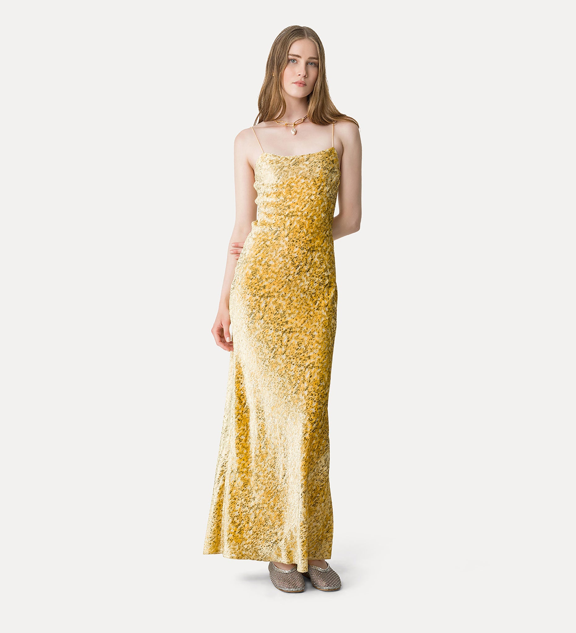 slip dress in “en rêve” fil–coupé