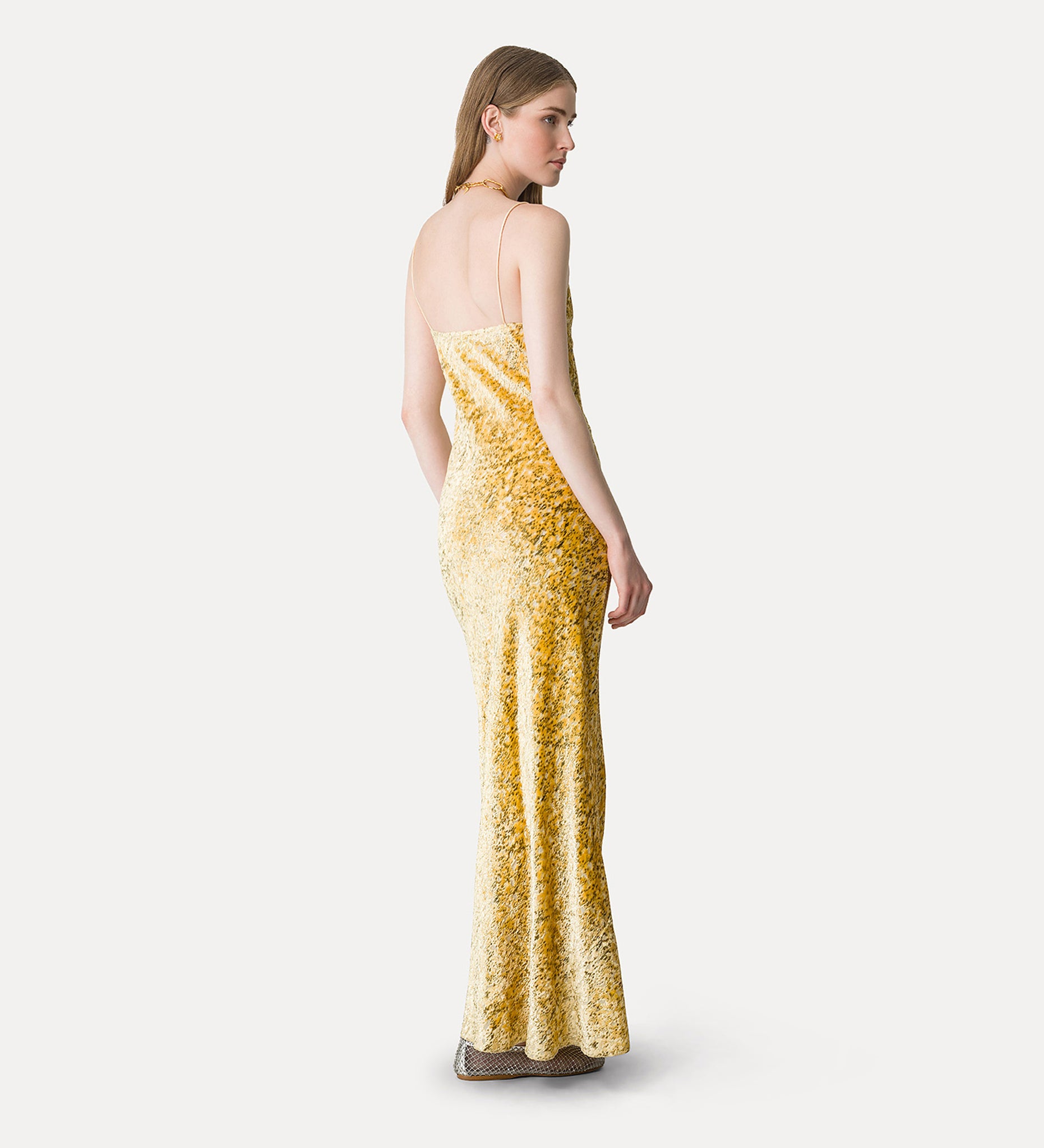 slip dress in “en rêve” fil–coupé