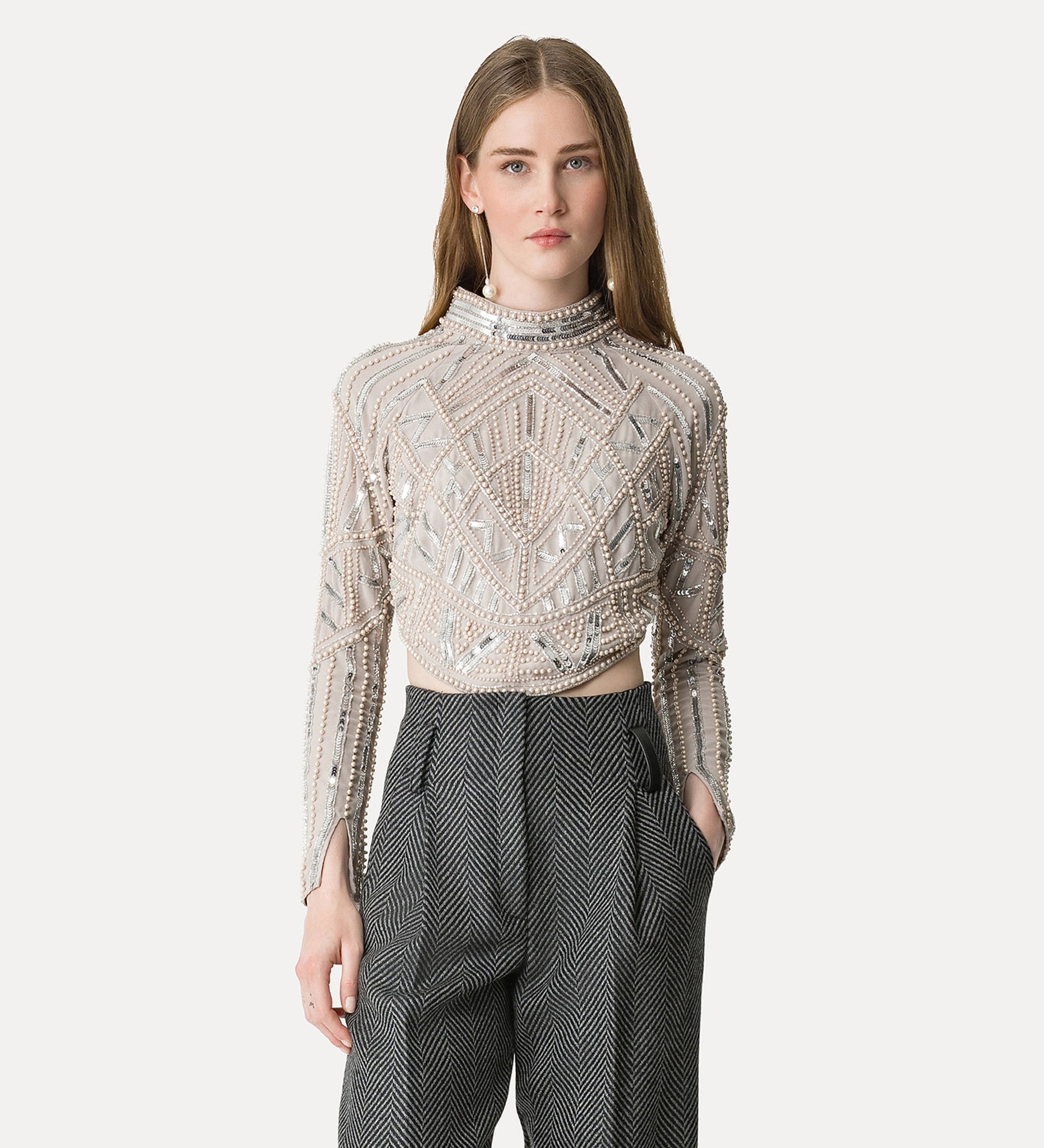enchanted pearls embroidery top