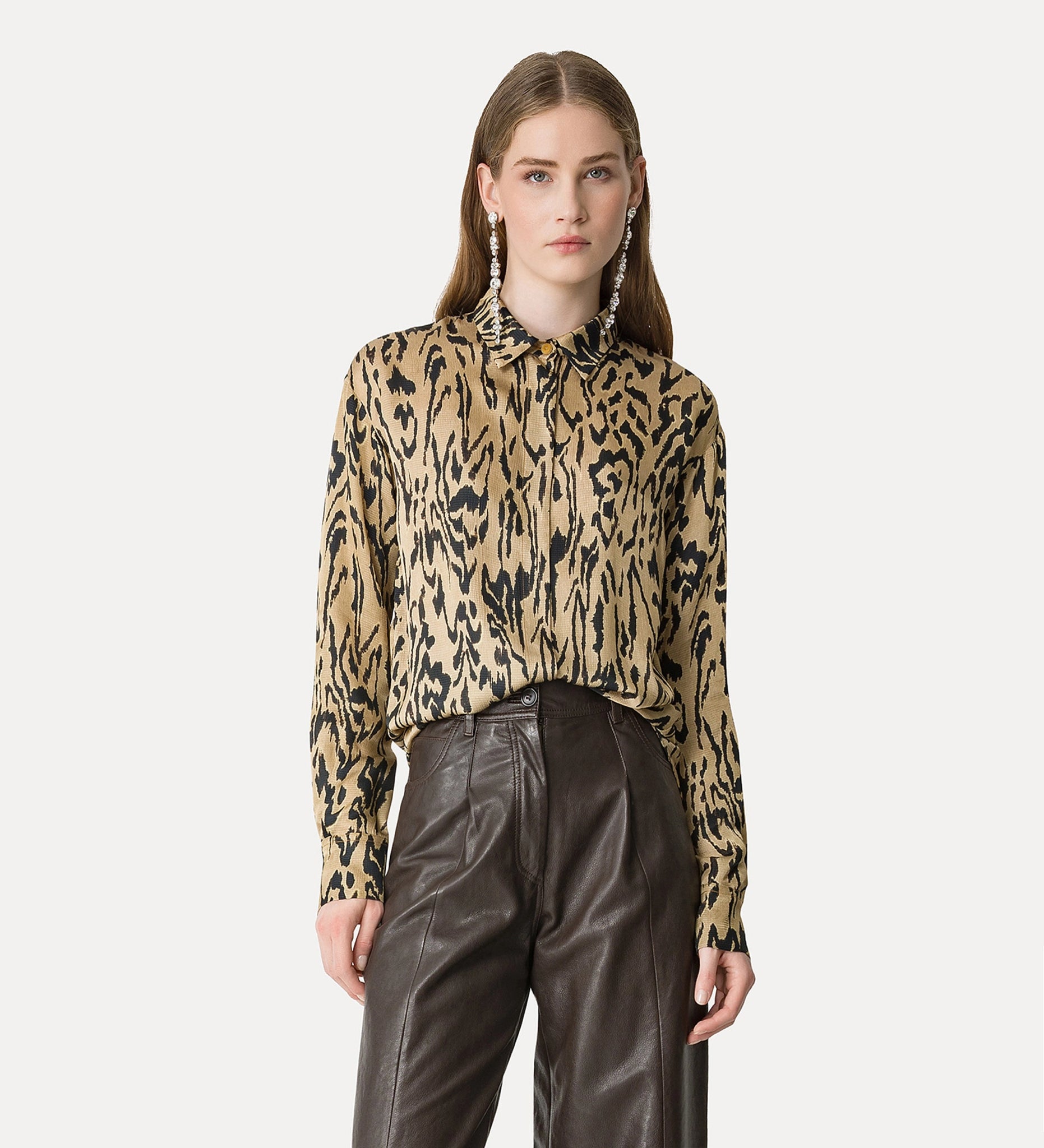 honey print satin shirt