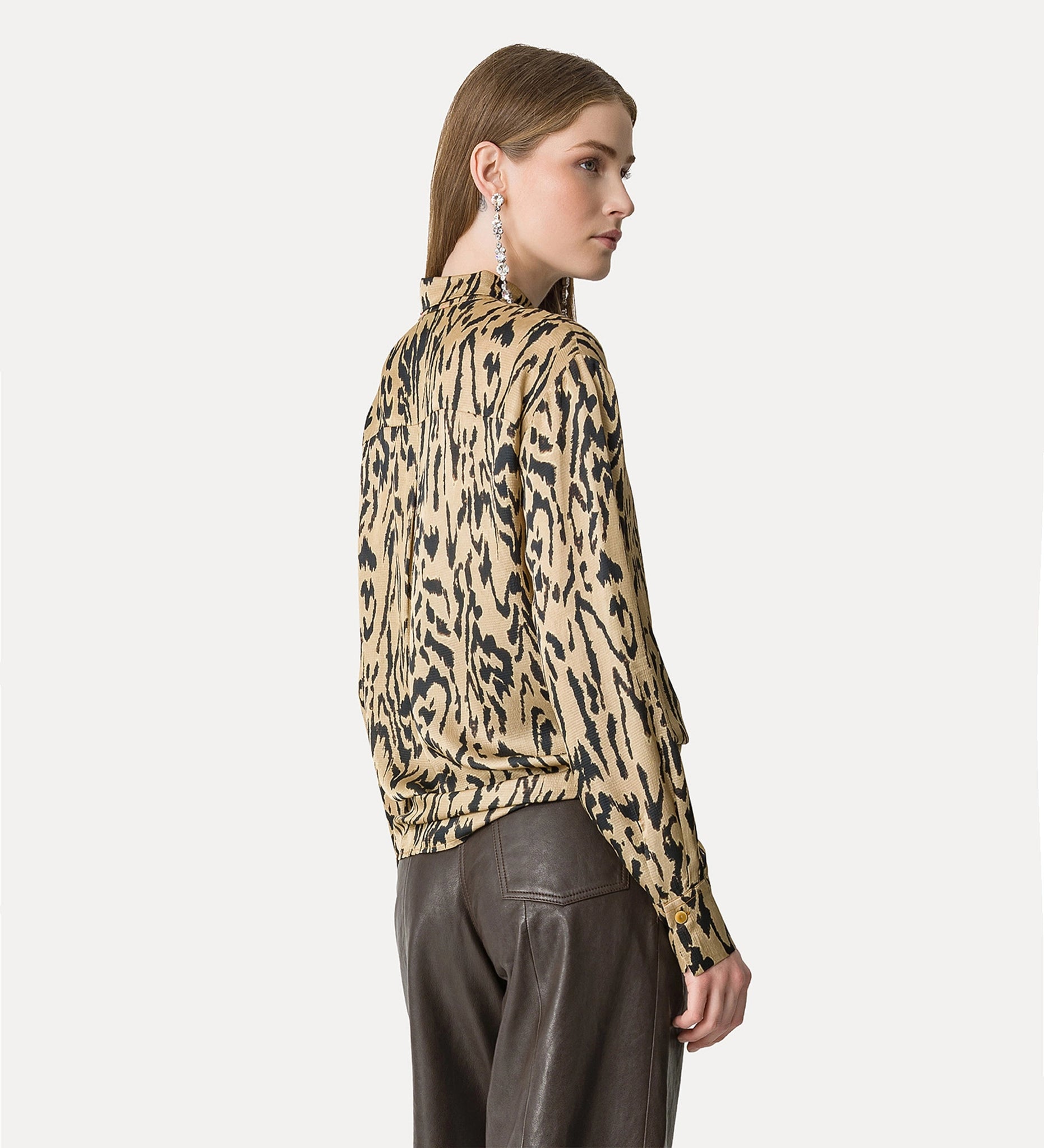 honey print satin shirt