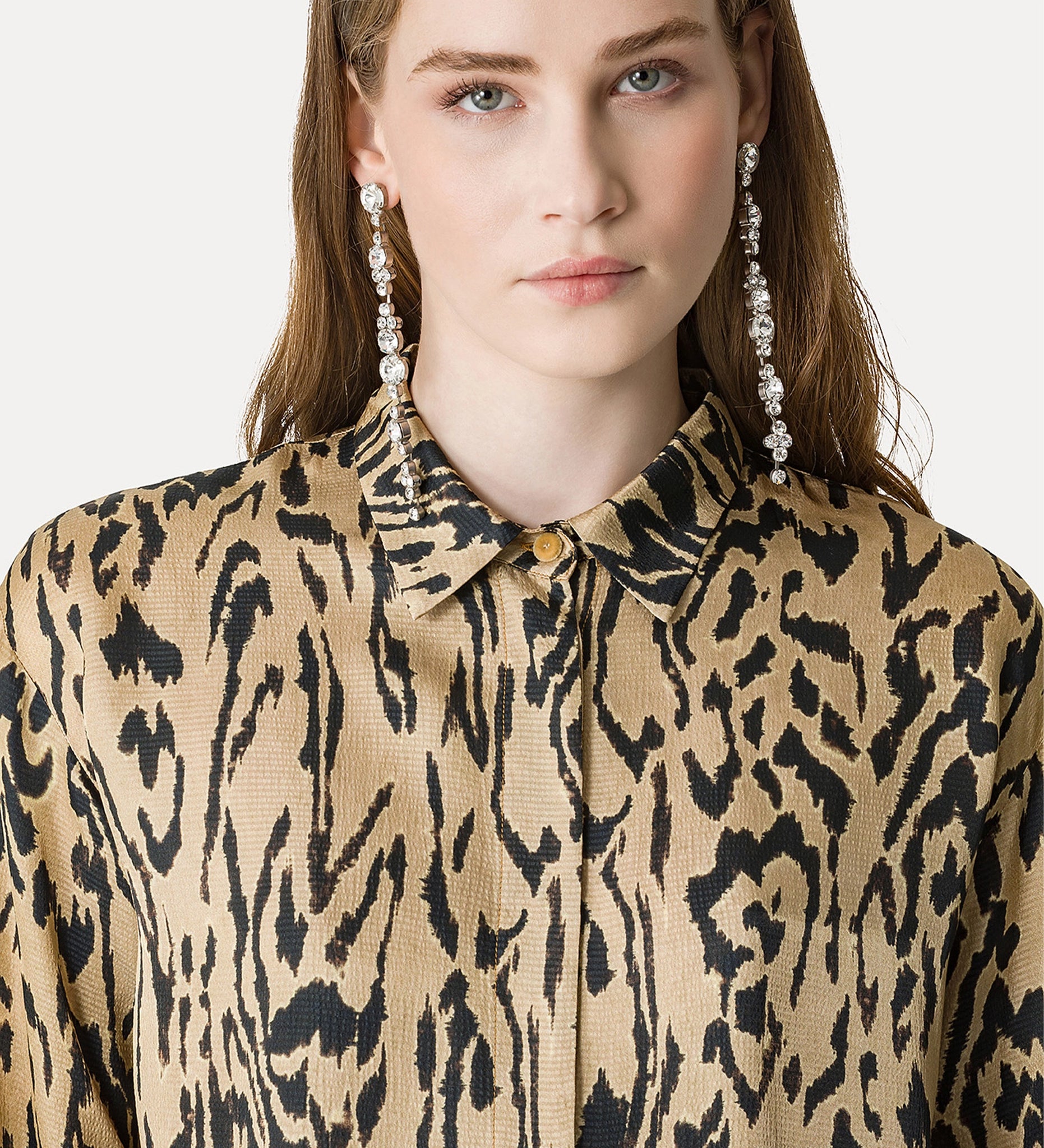 honey print satin shirt