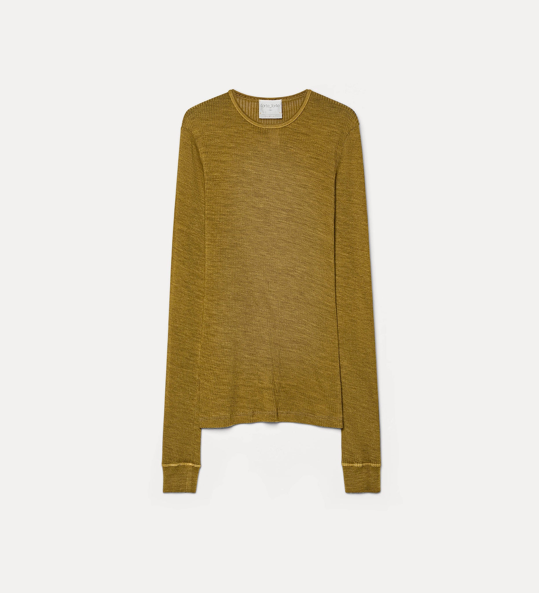 round neck rib knit in wool jersey, avorio