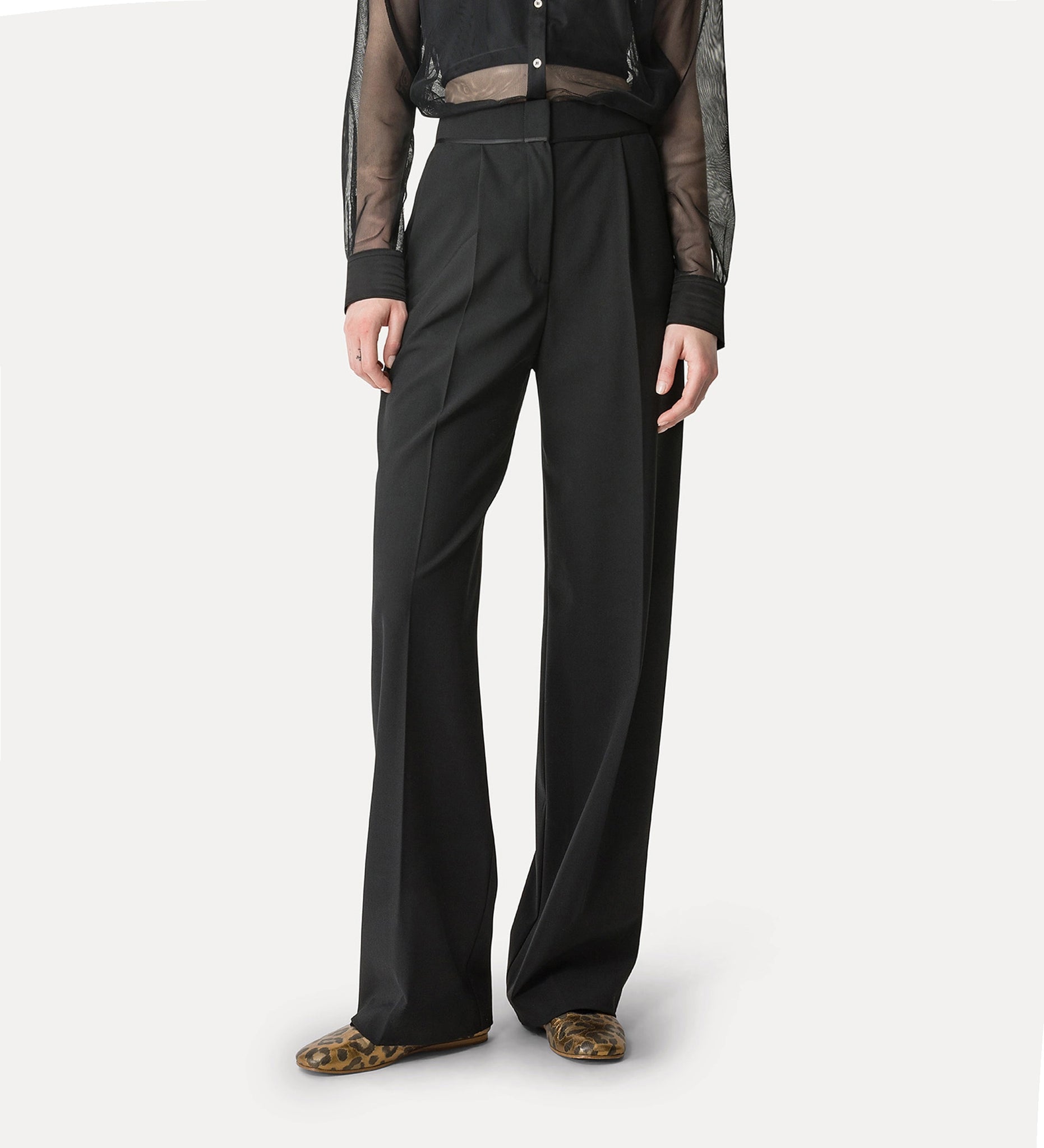 high–rise trousers in a wool blend, noir