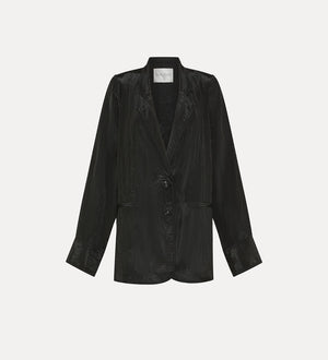 oversize satin jacket, nero