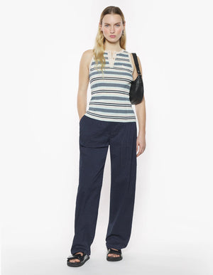 Fine rib stripe tank top, Mint Ice
