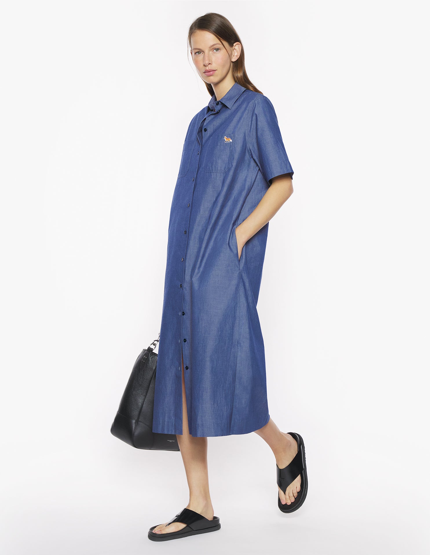 Double pocket shirt dress