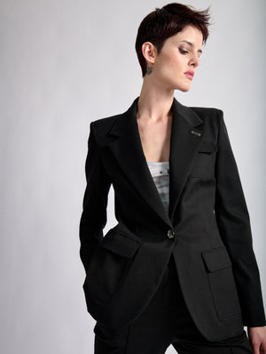 Black blazer cotton blend