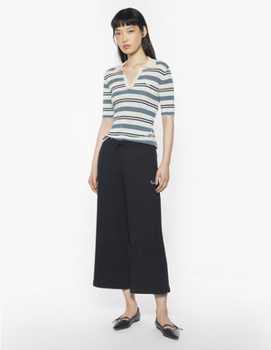 Fine rib stripe polo, Mint Ice