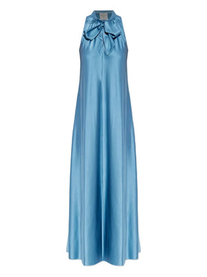 silk satin bow-tie dress, ceruleo