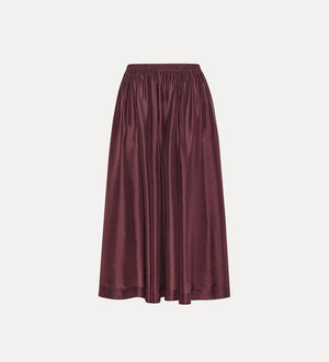 pared–back skirt in silk, black orchid