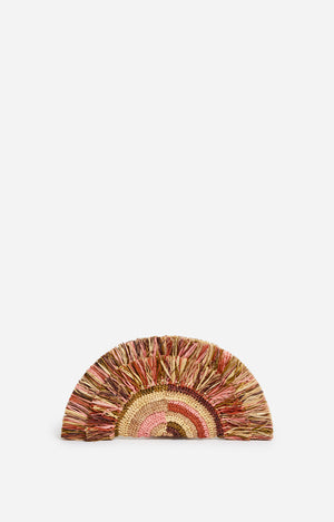 Raphia fringe clutch