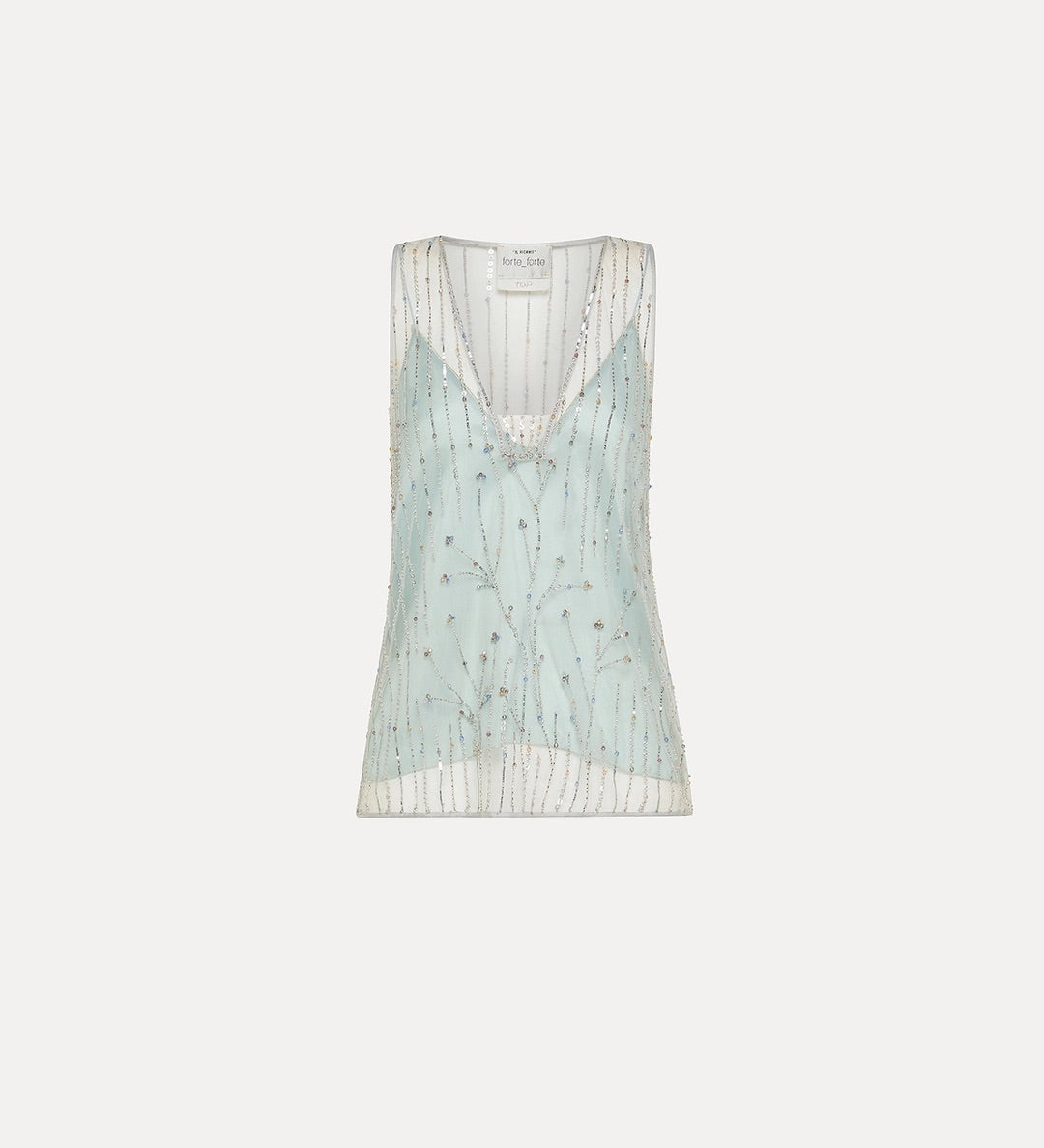 tulle top with embroidered “firefly” detailing