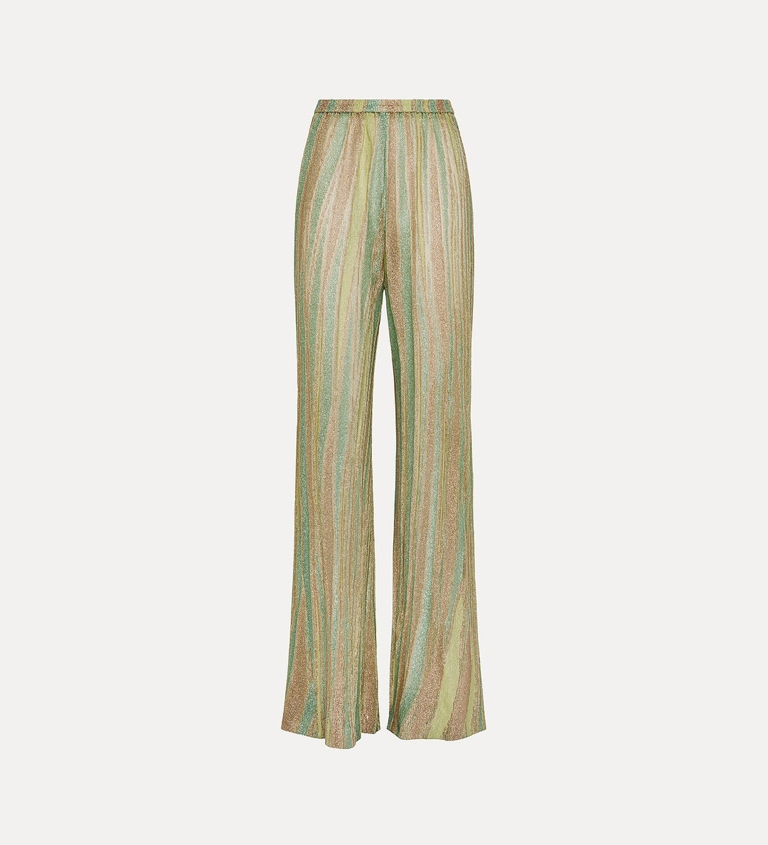 flared pants in lurex-shot jacquard