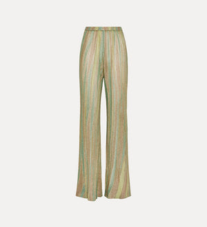 flared pants in lurex-shot jacquard