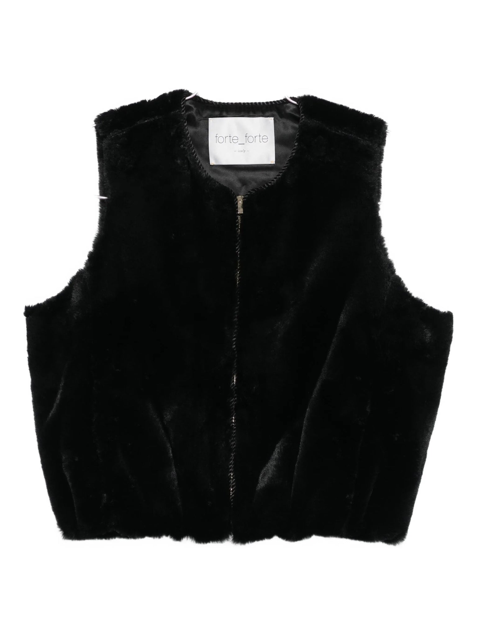black eco fur vest