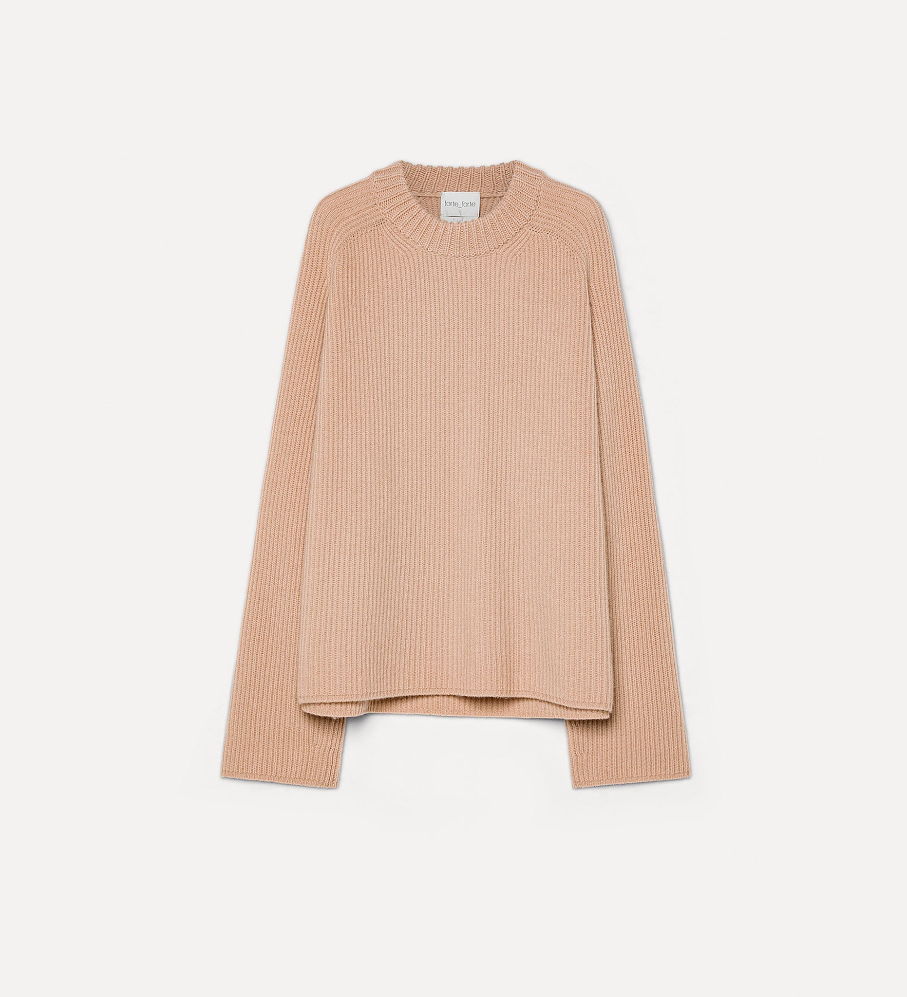 cash-wool rib rneck sweater, noisette