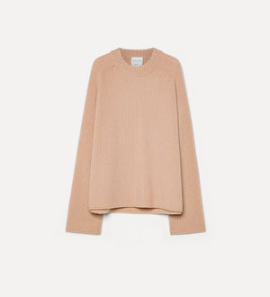 cash-wool rib rneck sweater, noisette