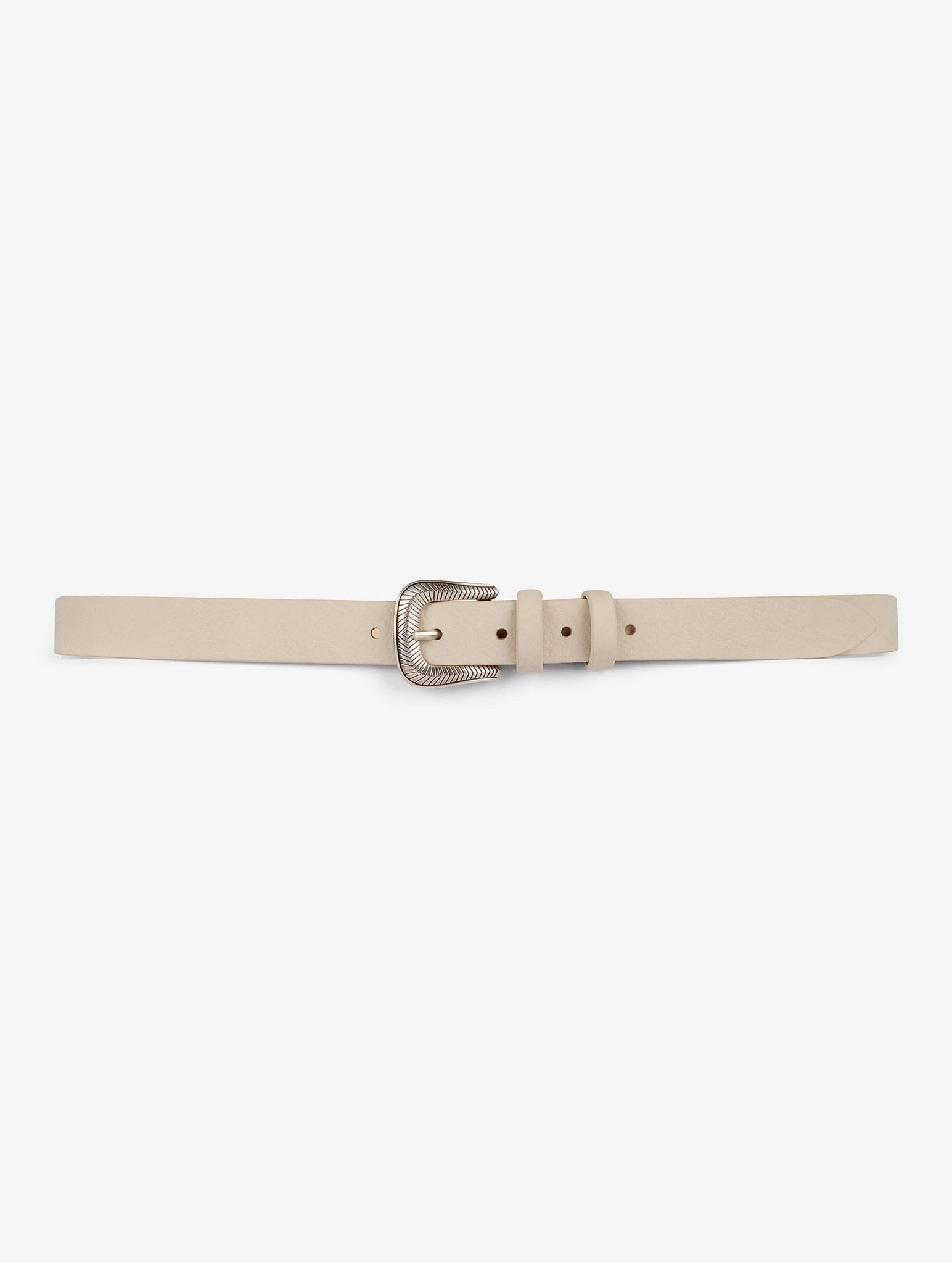 Thin belt in ivory leather