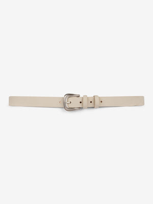 Thin belt in ivory leather