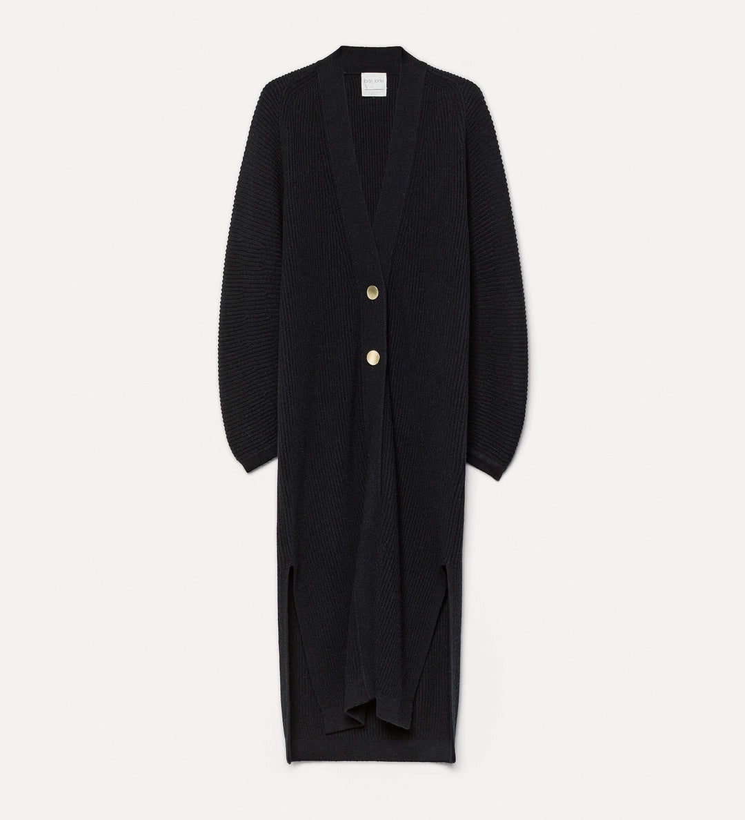 cashmere-wool rib coat, nero