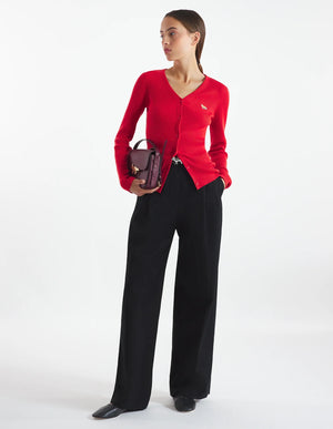 Double pleated pants, black
