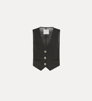 viscose linen vest, black
