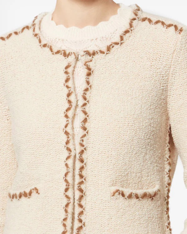 Rochelle Cardigan, Ecru/Bronze