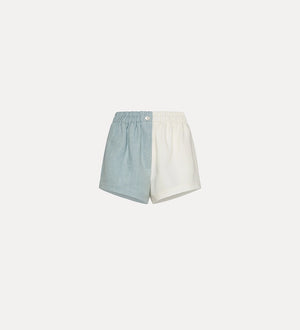 chic linen shorts, aqua