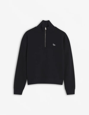 Baby fox patch half zip sweat, Black