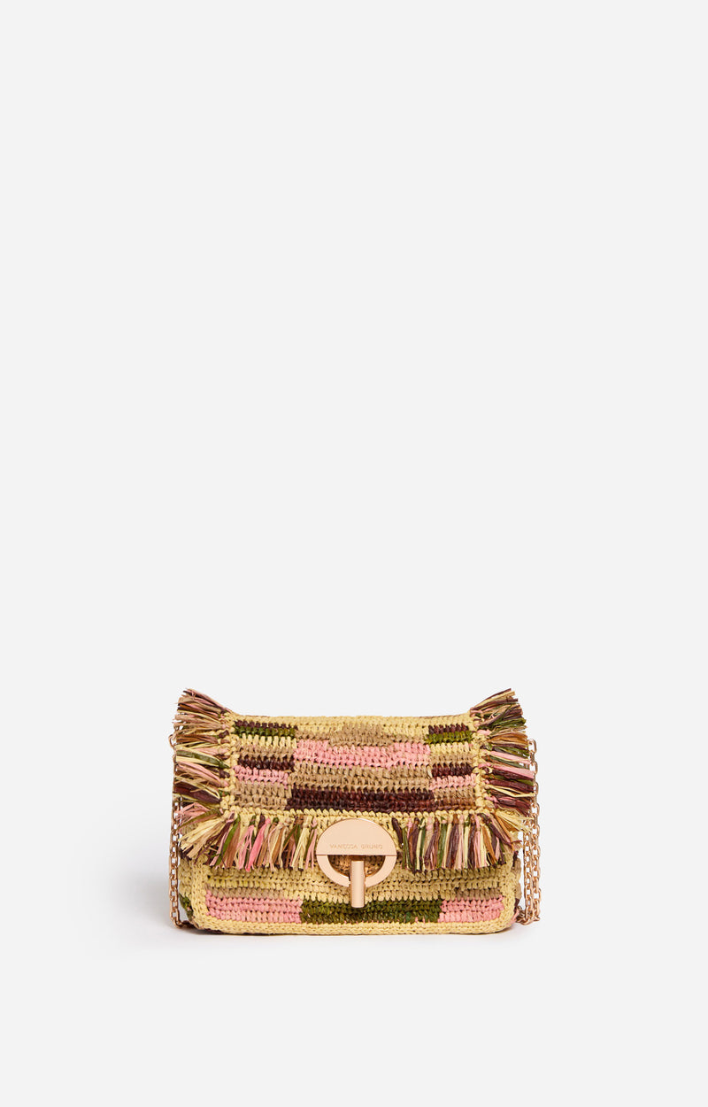 Raphia Moon handbag, medium multico