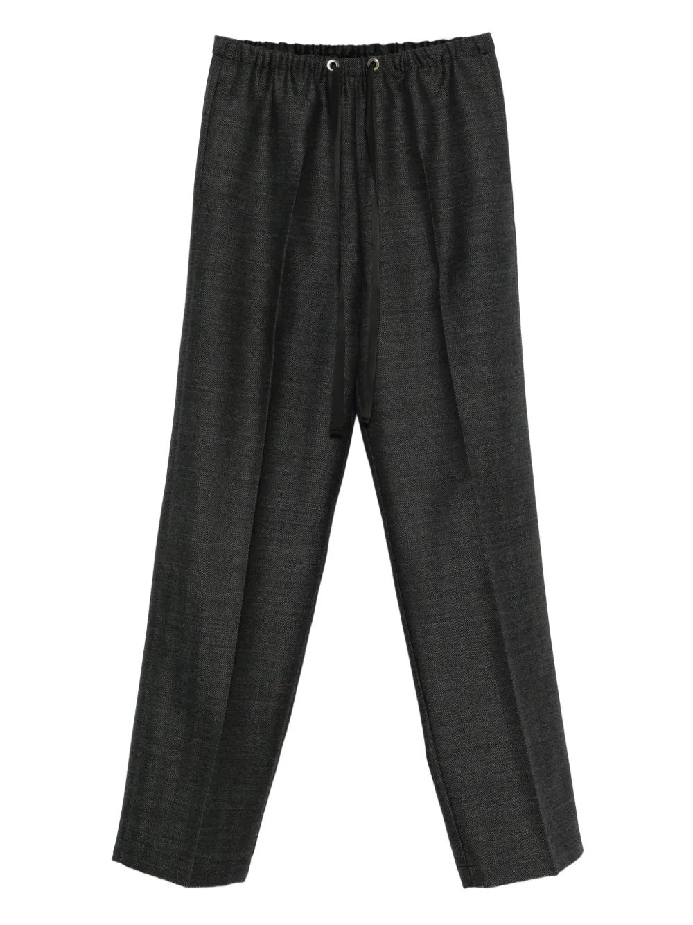 drawstring trousers in pure wool, anthracite