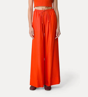silk trousers w drawstring, papavero