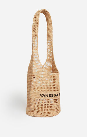 Raphia Hobo bag, Sand/Black