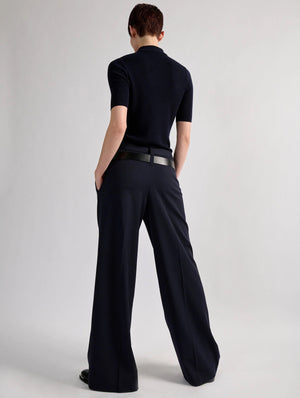 Wool & silk button top, Midnight