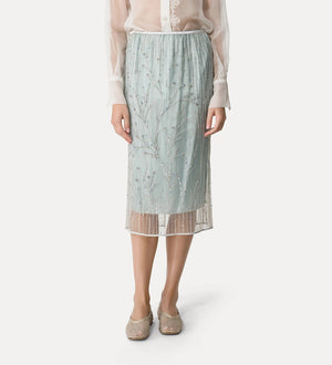 tulle skirt with “firefly” embroidered detailing