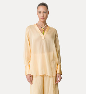 cotton silk V blouse, sole