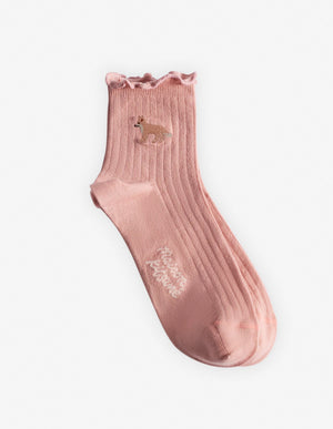 Tonal baby fox socks, Porcelaine Pink