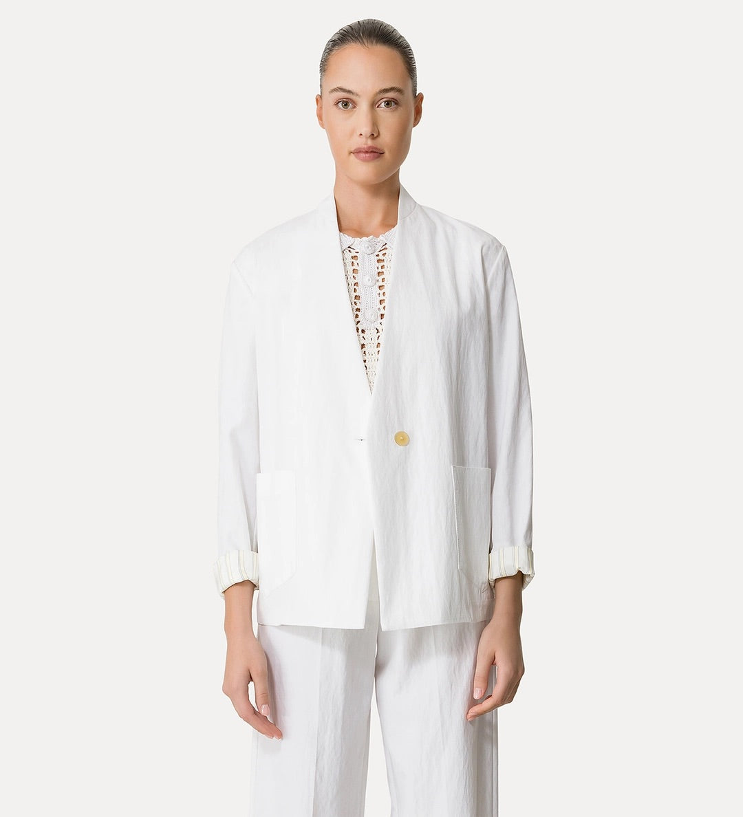 double-breasted jacket, white
