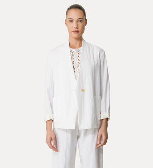 double-breasted jacket, white