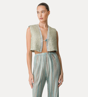 lurex jacquard vest w strass, twinkle