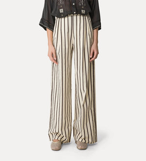 wide-leg pinstripe trousers