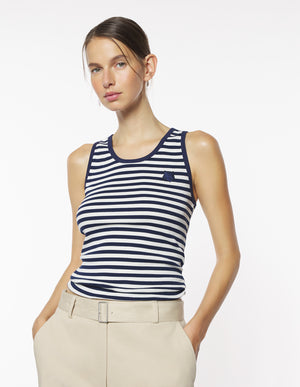 Bold fox stripe tank, Ink Blue