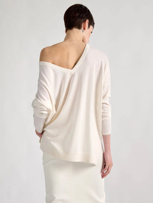 Merino & silk top, Ecru