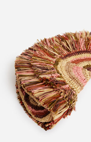 Raphia fringe clutch