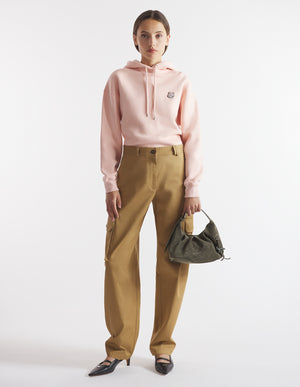 Bold fox head, comfort hoodie, Pasture Rose