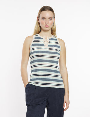 Fine rib stripe tank top, Mint Ice
