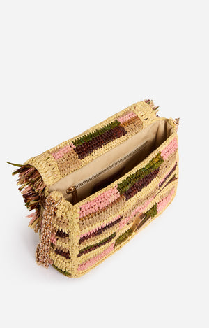 Raphia Moon handbag, medium multico