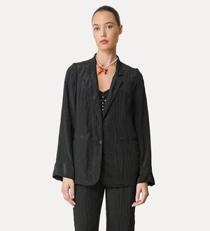 oversize satin jacket, nero