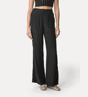 flared trousers in satin